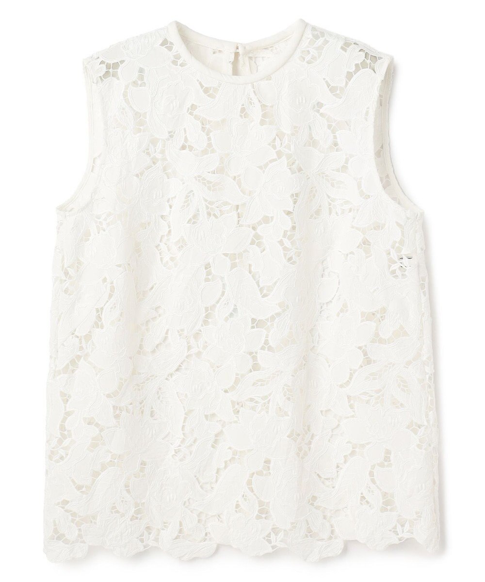 BEIGE， CITRINE / エンブロイダリーレースノースリーブブブラウス 