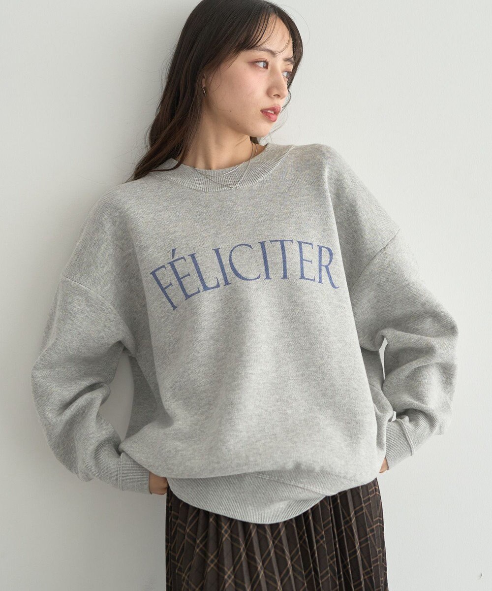 earth music&ecology 【洗濯機洗い可】スウェットライクロゴニットプルオーバー 