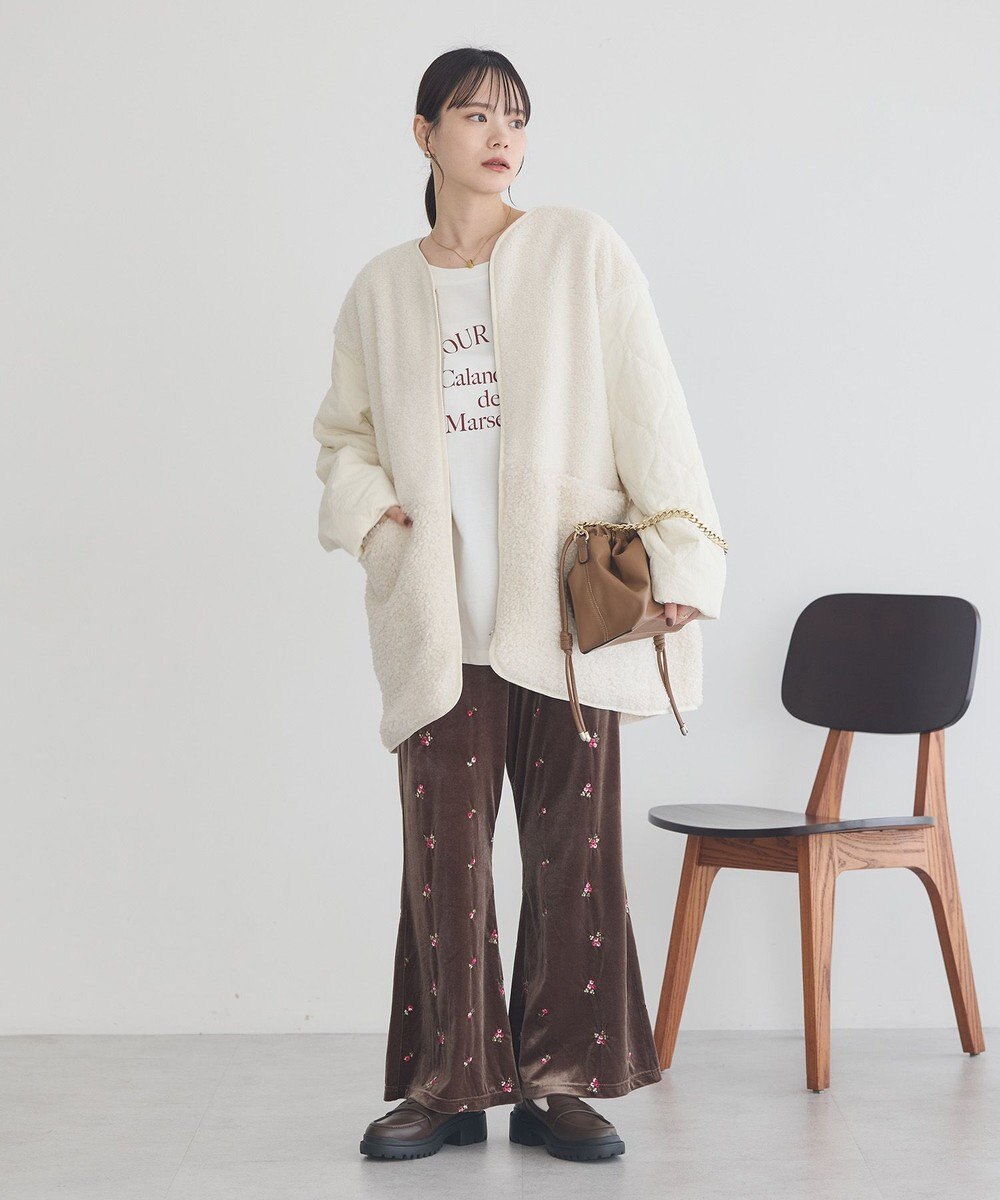 earth music&ecology ボアキルトミドルコート 