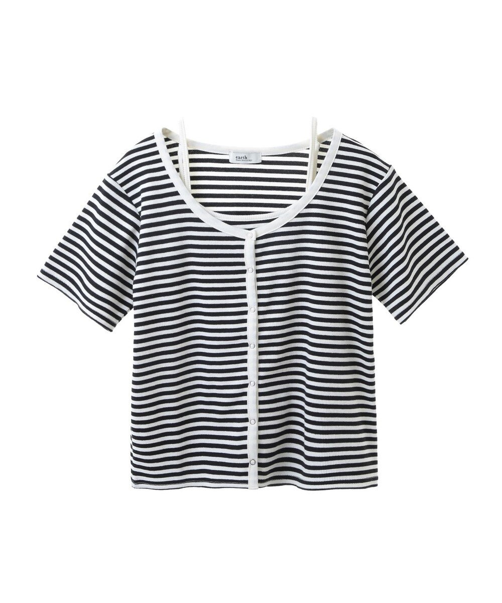 earth music&ecology ＳＥＴ２点ボーダーカーディガン＋キャミ 