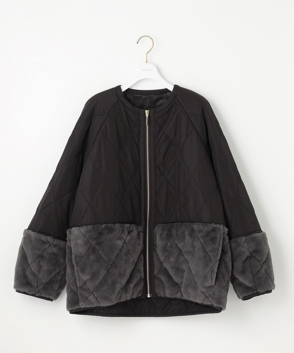 ANY SIS フェイクファーコンビキルティング アウター 