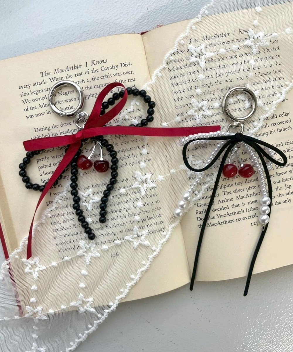 WEGO チェリーリボンビーズキーホルダー 