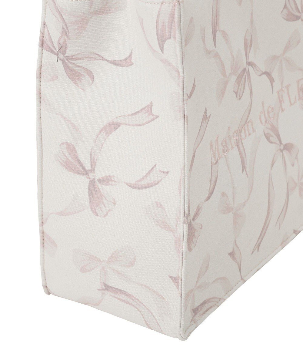 Maison de FLEUR リボン柄ギャザーハンドルスクエアトート 