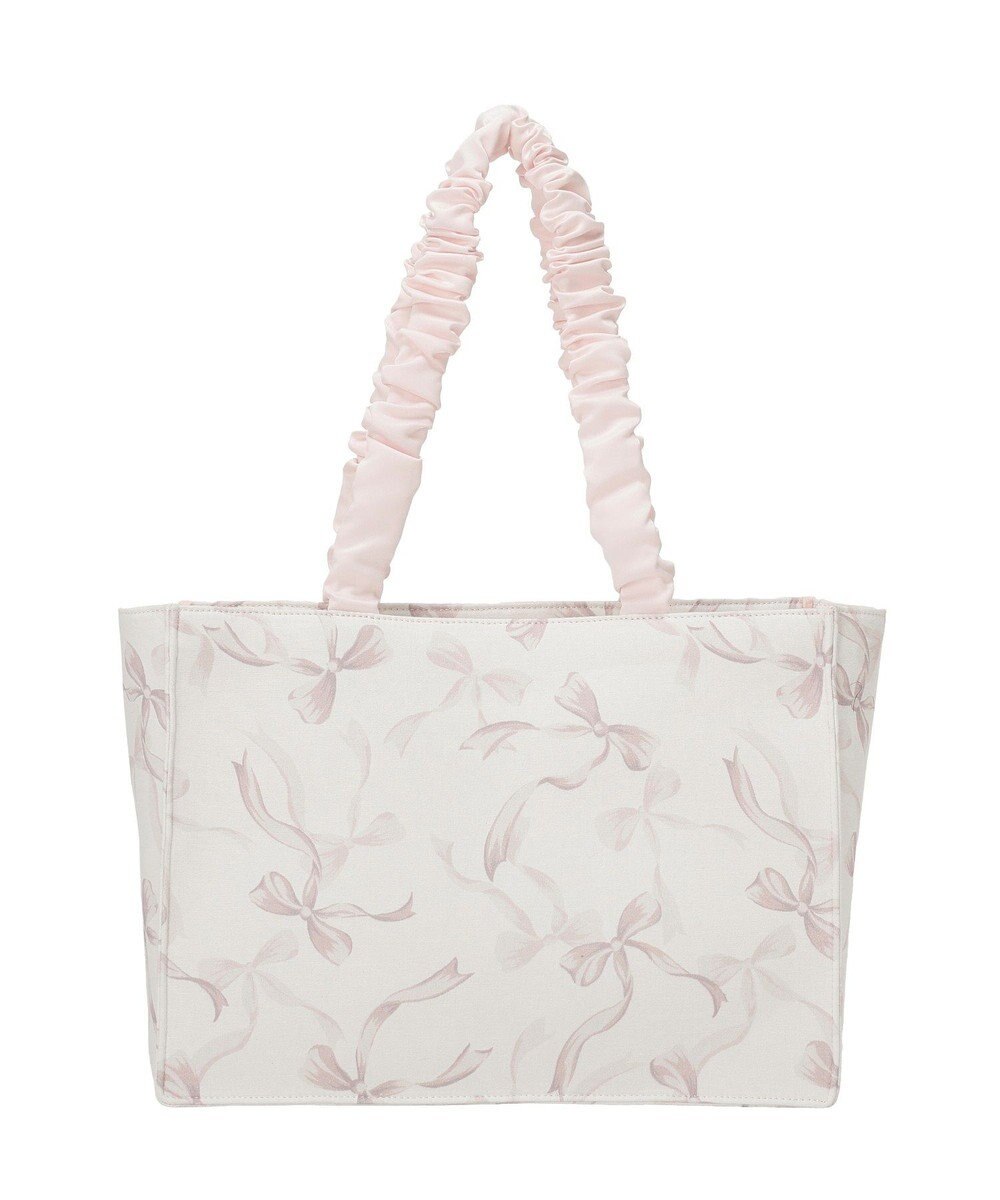 Maison de FLEUR リボン柄ギャザーハンドルスクエアトート 