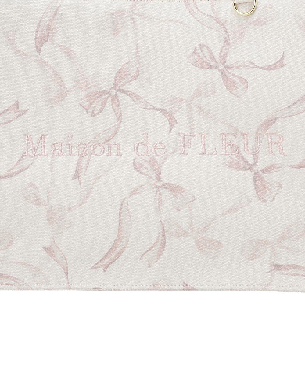 Maison de FLEUR リボン柄ギャザーハンドルスクエアトート 