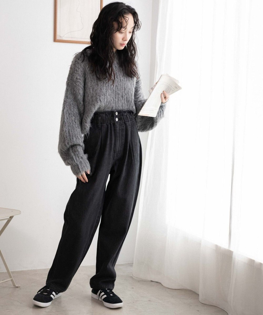 WEGO 【ウエストゴム】ウエストフリルデニムマムパンツ 