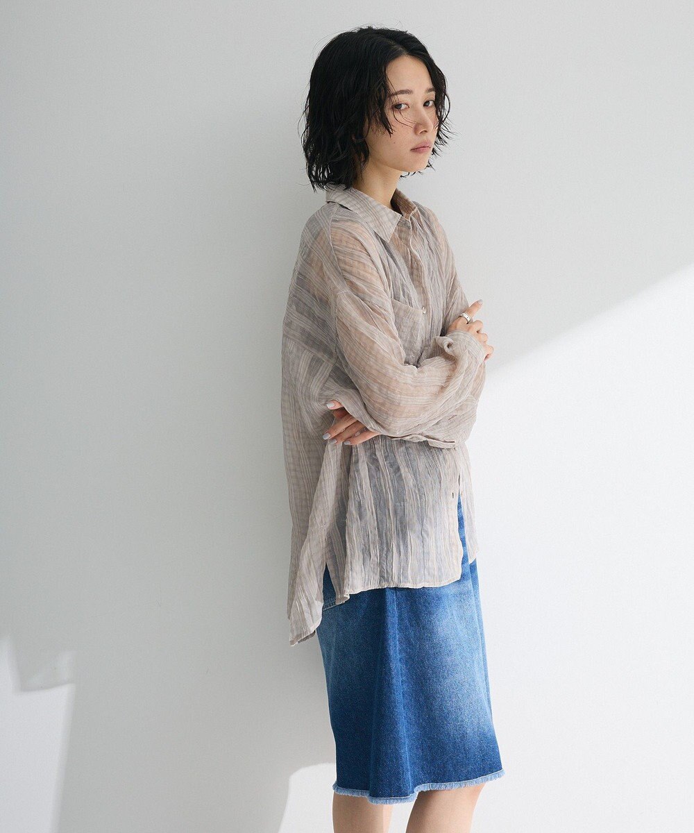 Green Parks シアーワッシャーロングスリーブシャツ 