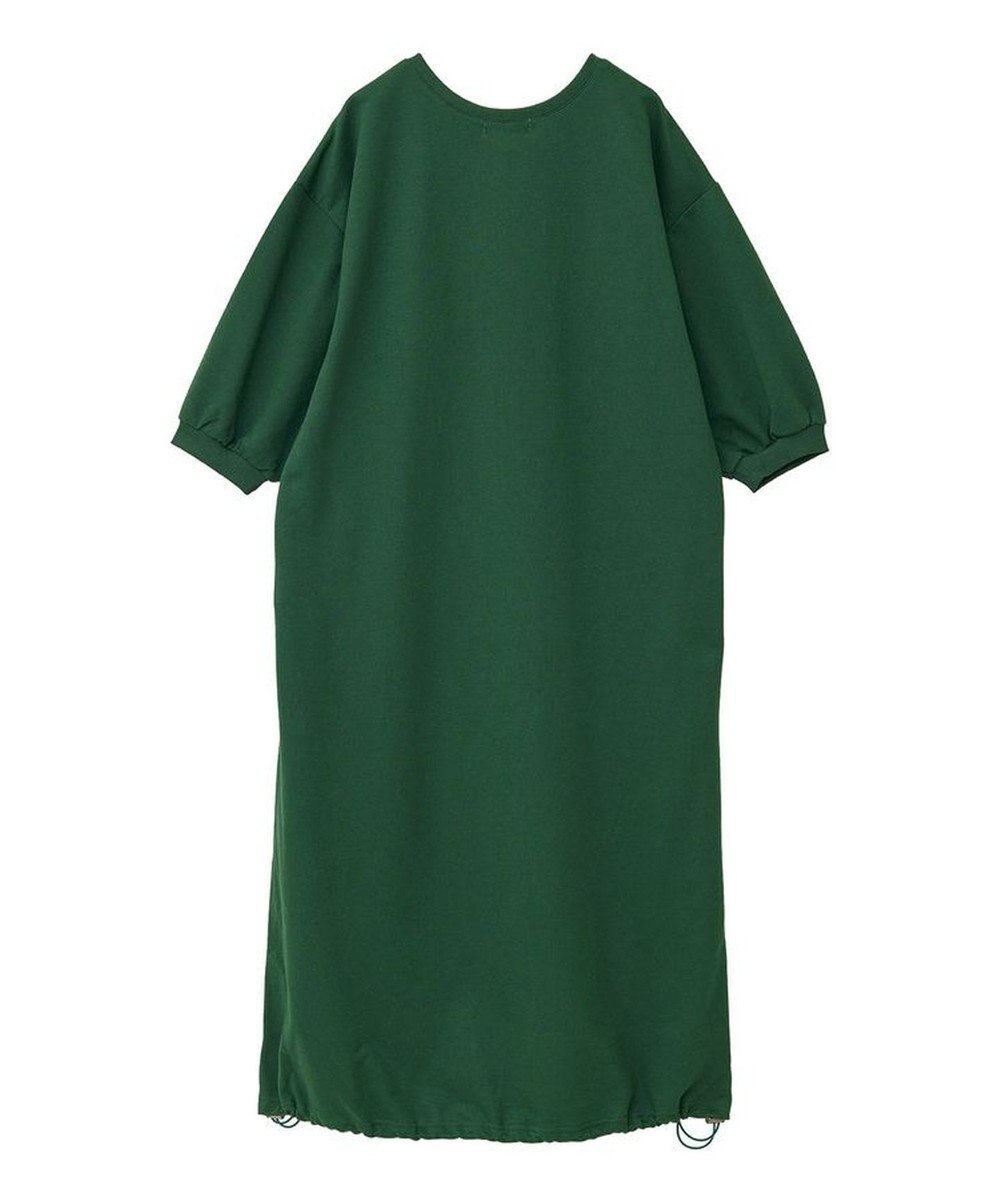 Green Parks ７分袖裏毛ドッキングロゴワンピース 