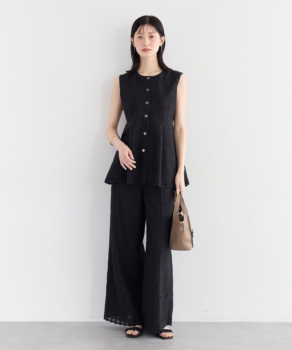 YECCA VECCA 刺繍ペプラムジレ 