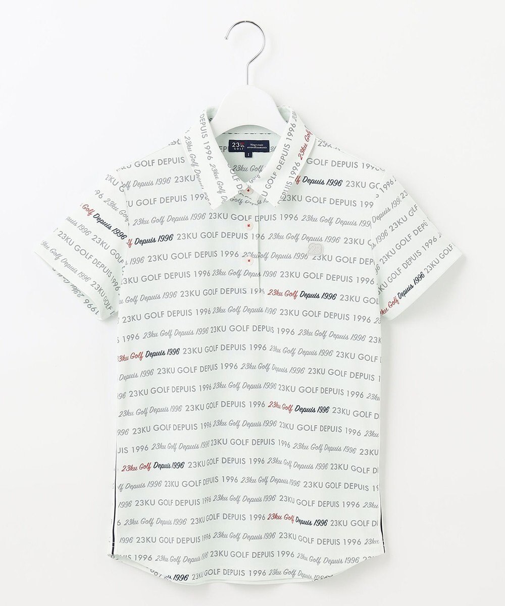 23区GOLF 【WOMEN】【吸水速乾/UVケア】ロゴパターンプリント 総柄半そで ポロシャツ 