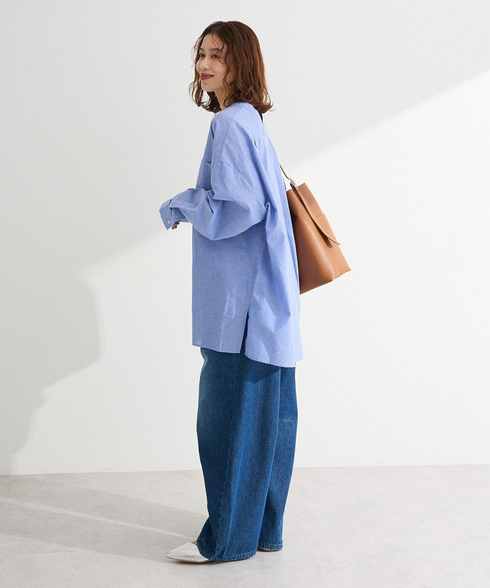 Green Parks 綿麻混Ｖネックオーバーサイズシャツ 