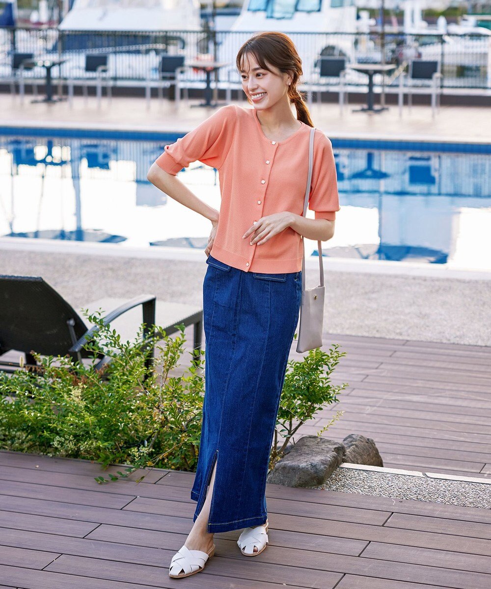 Tiaclasse  【洗える】ハーフスリーブサマーニットカーディガン 