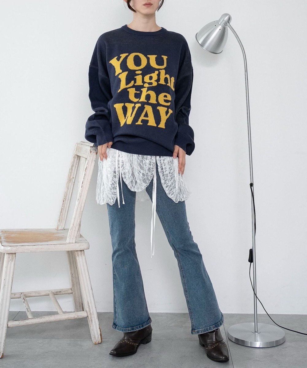 WEGO 【洗える】グラフィックニットBIGプルオーバー 