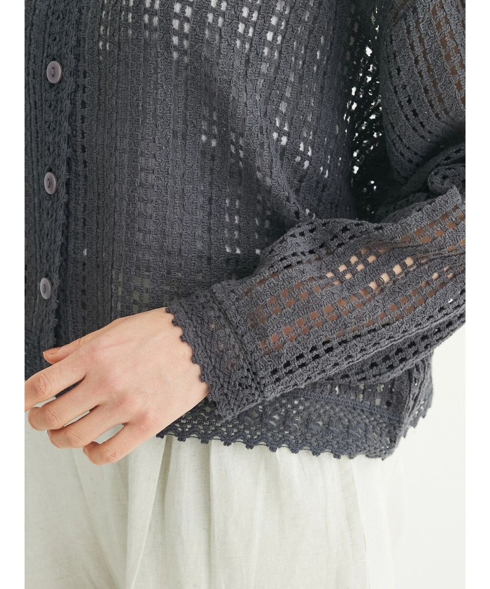 Green Parks インド綿　レース編みカーディガン 