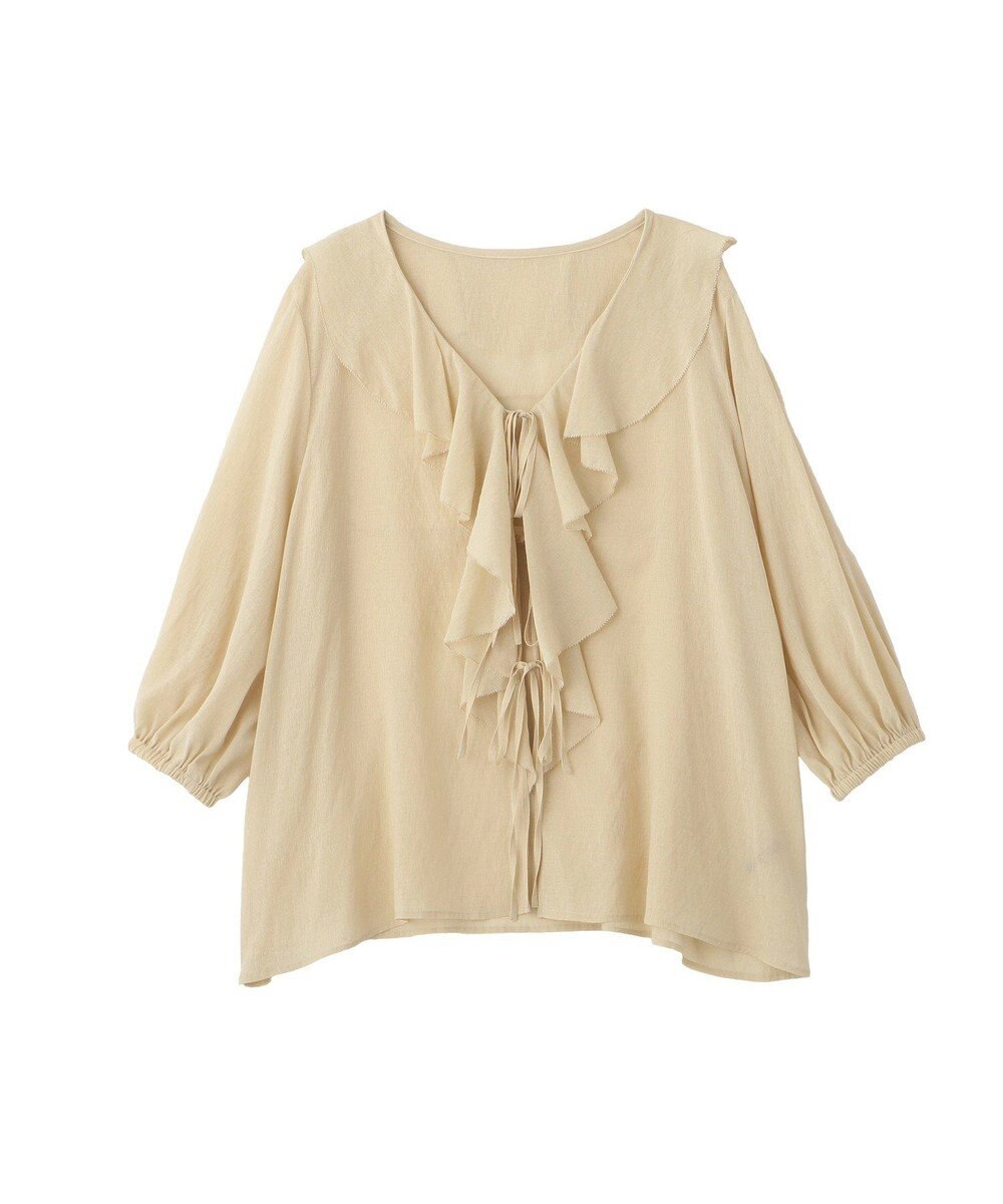 YECCA VECCA ラッフルリボンシアーブラウス 