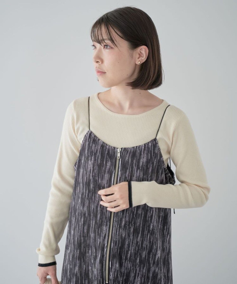 Green Parks ・ＥＬＥＮＣＡＲＥ　ＤＵＥ　フロントＺＩＰプリーツワンピ 