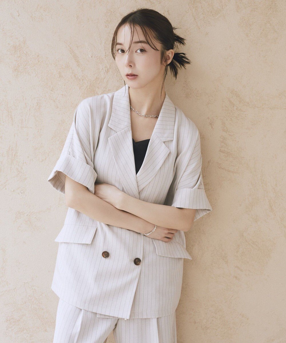 earth music&ecology 【セットアップ対応】リネンライクダブルジャケット 