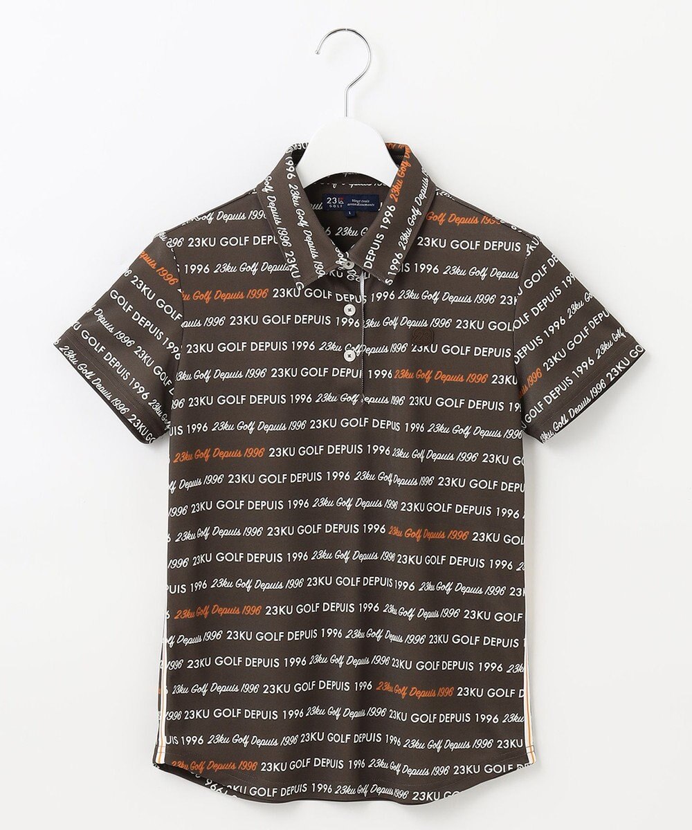 23区GOLF 【WOMEN】【吸水速乾/UVケア】ロゴパターンプリント 総柄半そで ポロシャツ 