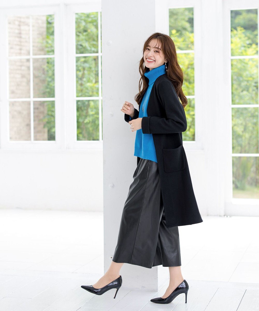 Tiaclasse 【洗える】洗練された女性スタイルを叶えるフェイクレザーワイドパンツ 