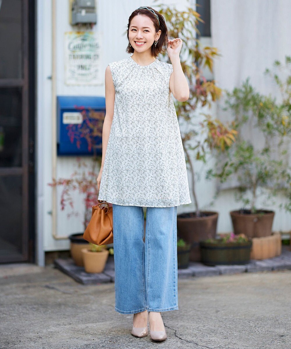 Tiaclasse L 【洗える】体型カバーも叶うAラインギャザーチュニックブラウス 