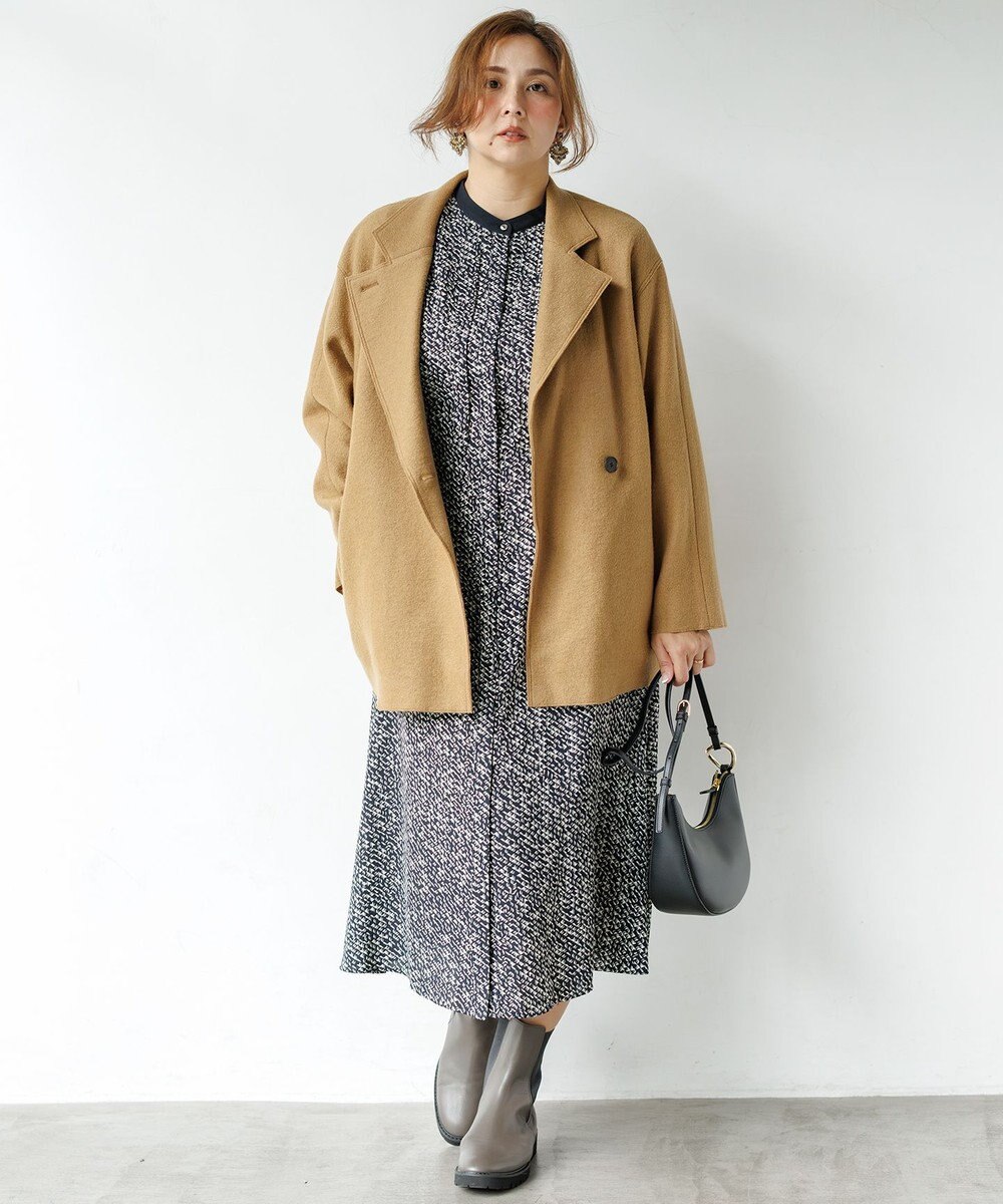 23区 L 【吸水速乾/UVケア/防シワ性】シャドージオメトリックプリント ワンピース 