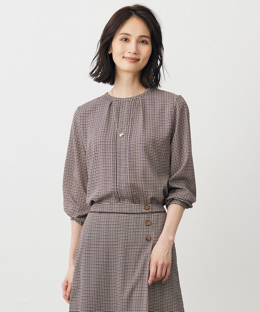 J.PRESS LADIES デシンハウンドトゥースプリント ブラウス 