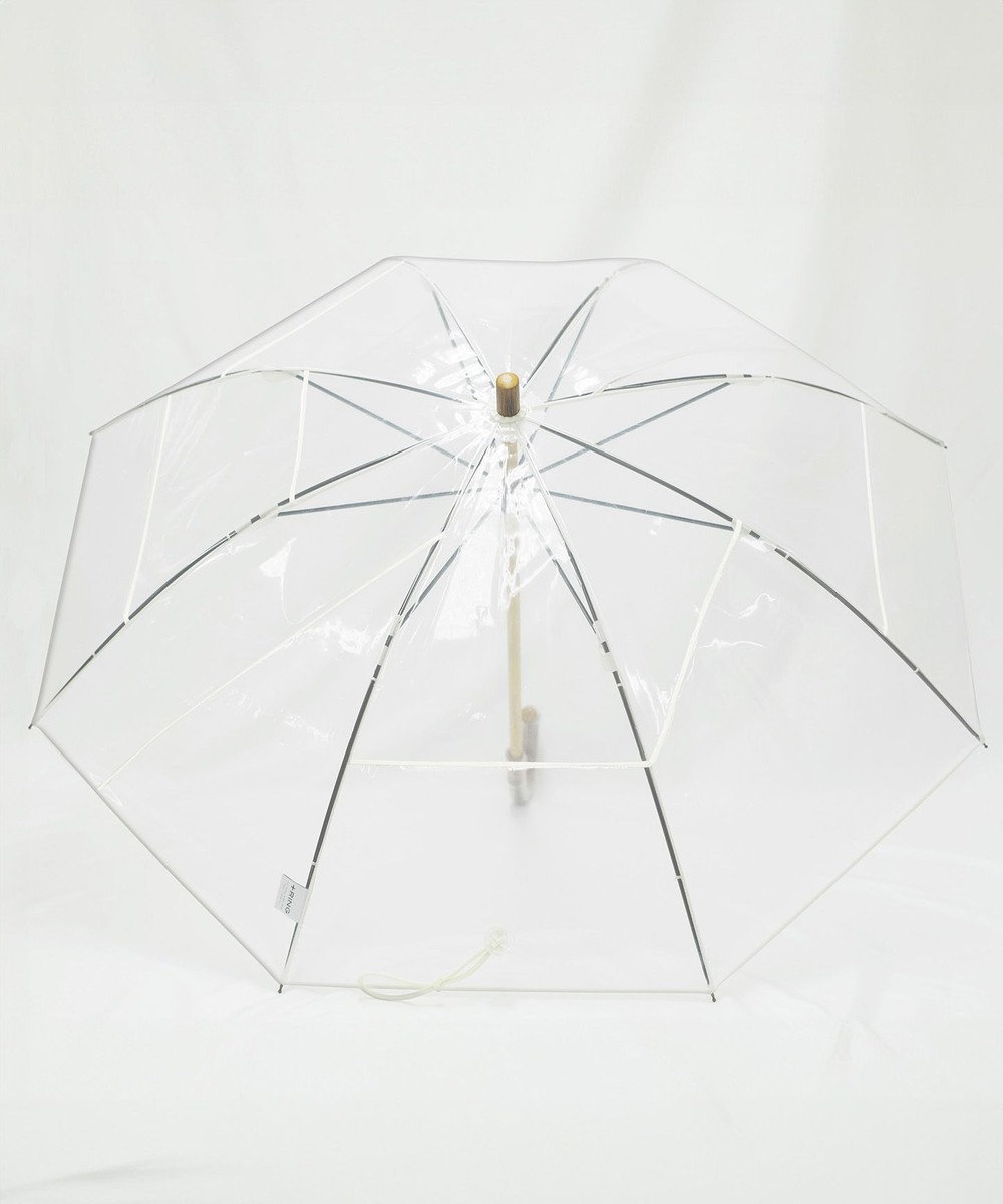 +RING 【プラスリング】【数量限定】 UNISEX 雨傘（長）55cm WHT パッチワークパイピングビニール傘 白～オフホワイト