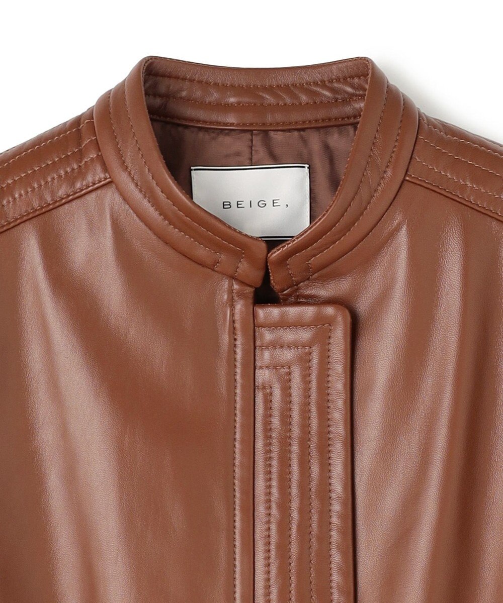 BEIGE， 【andGIRL 秋号掲載】CLYDE / ステッチデザインラムレザーブルゾン 
