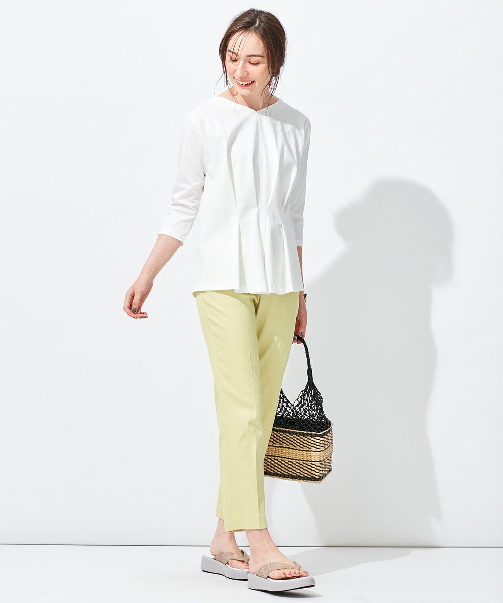 自由区 L 【放湿性/保湿性】イージートップス タックディテール カットソー 