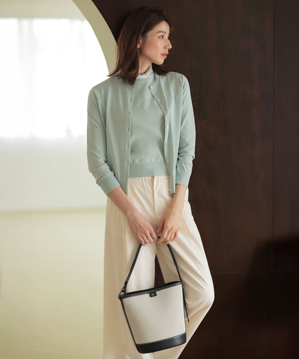 J.PRESS LADIES 【洗える】セルロースリネンストレッチ タックワイドパンツ 