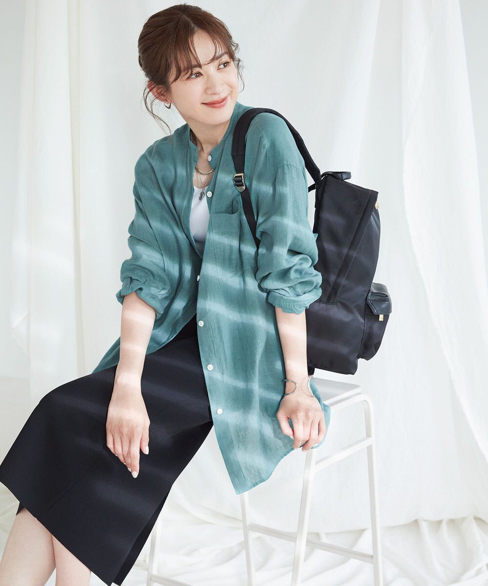 23区 S 【WEB限定カラーあり/洗える】LIBECO バンドカラー ビッグシルエット シャツ 