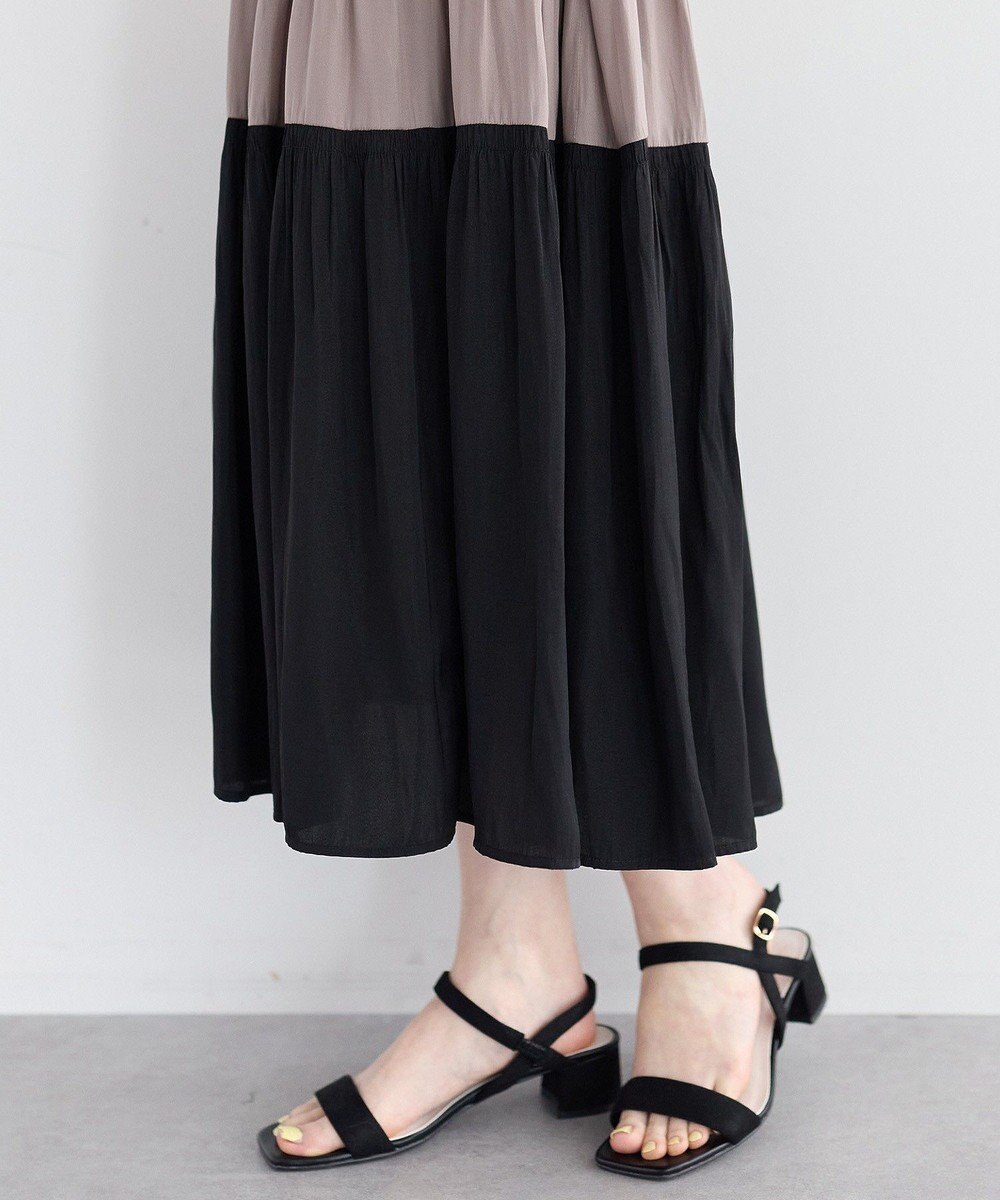 YECCA VECCA マルチカラーシャーリングワンピース 