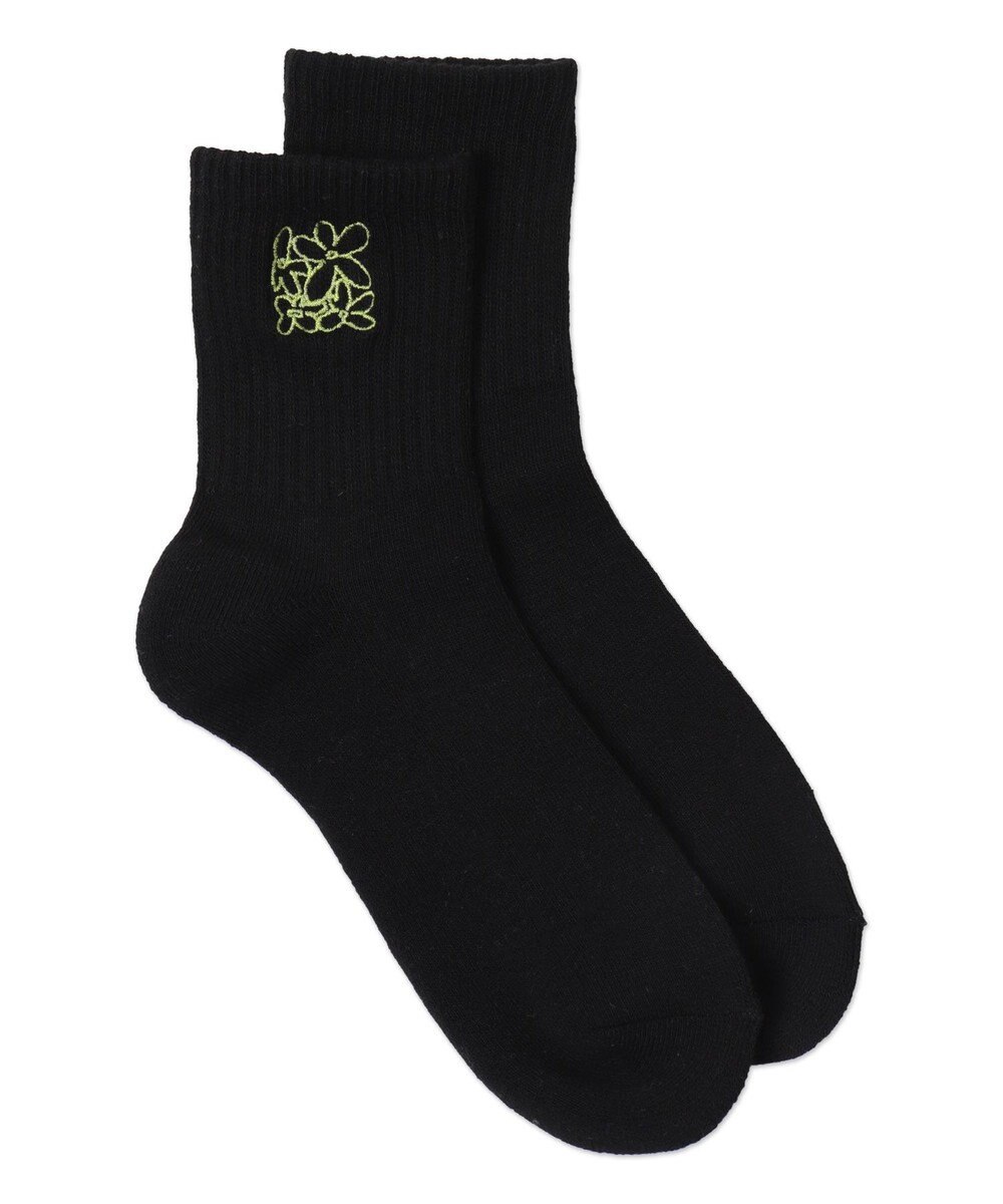 WEGO 底パイル刺繍デザインソックス（丈14㎝） 