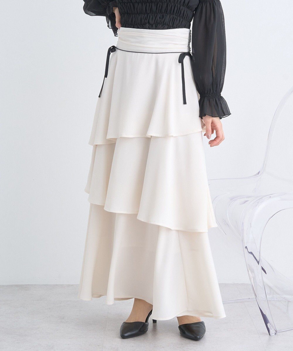 earth music&ecology サイドリボンティアードスカート 