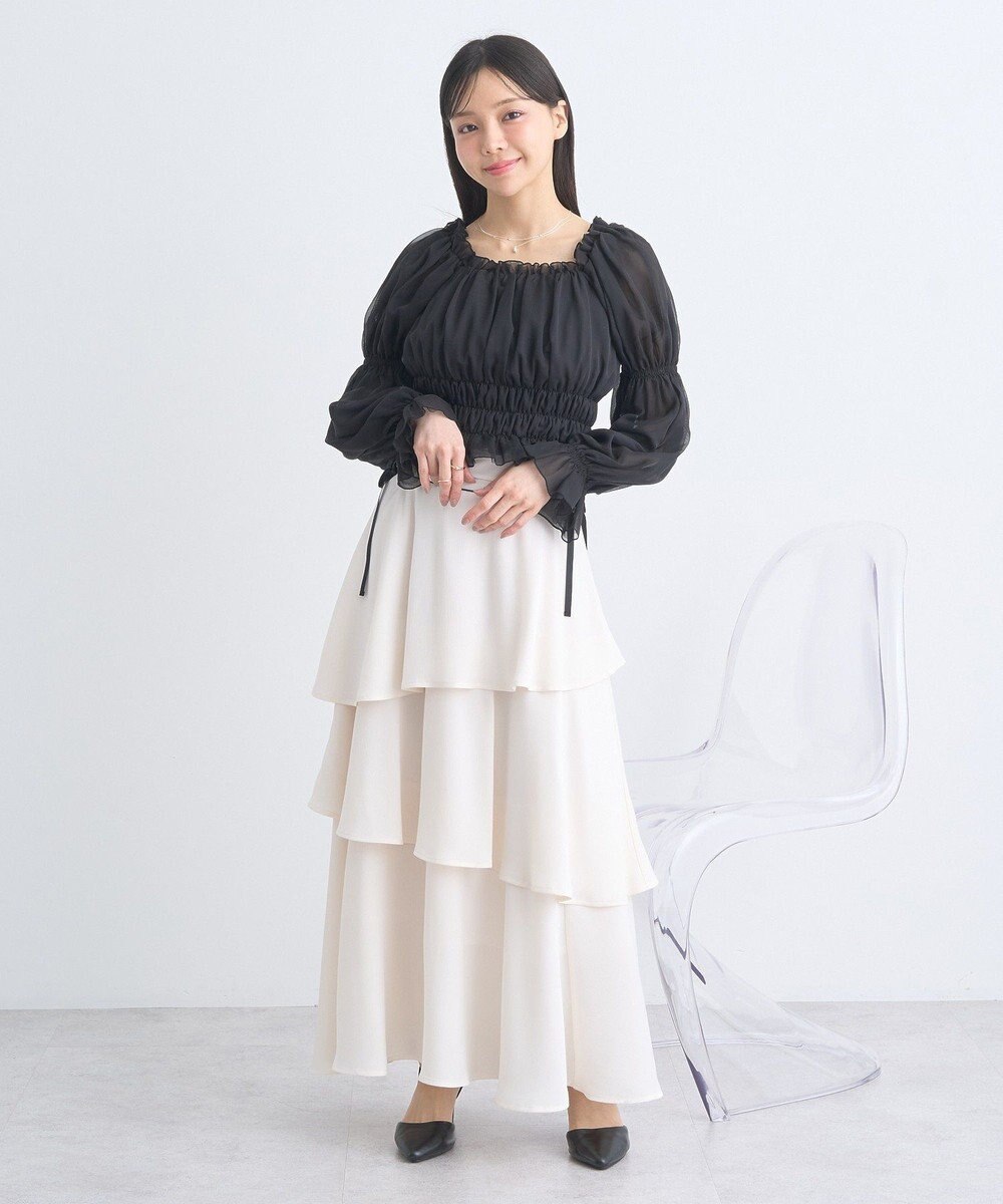 earth music&ecology サイドリボンティアードスカート 