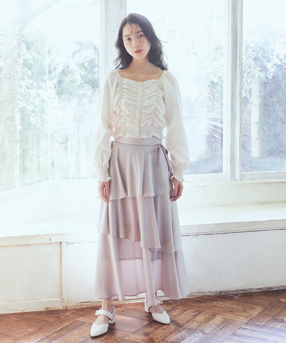 earth music&ecology サイドリボンティアードスカート 