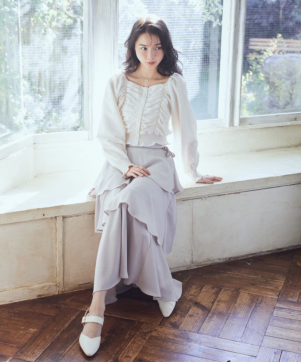 earth music&ecology サイドリボンティアードスカート 