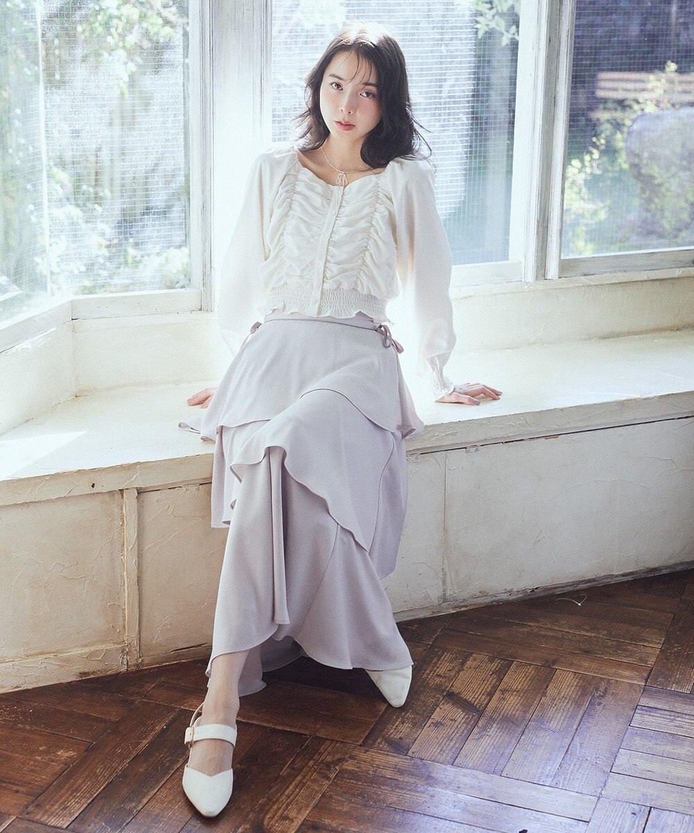 earth music&ecology サイドリボンティアードスカート 