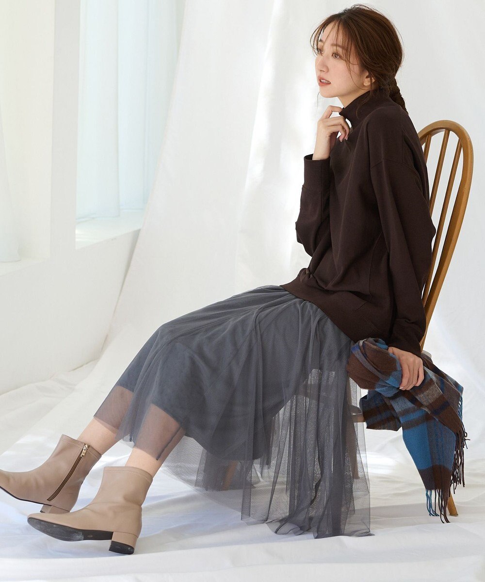 ANY 【ウエストゴム】チュールフレアースカート 