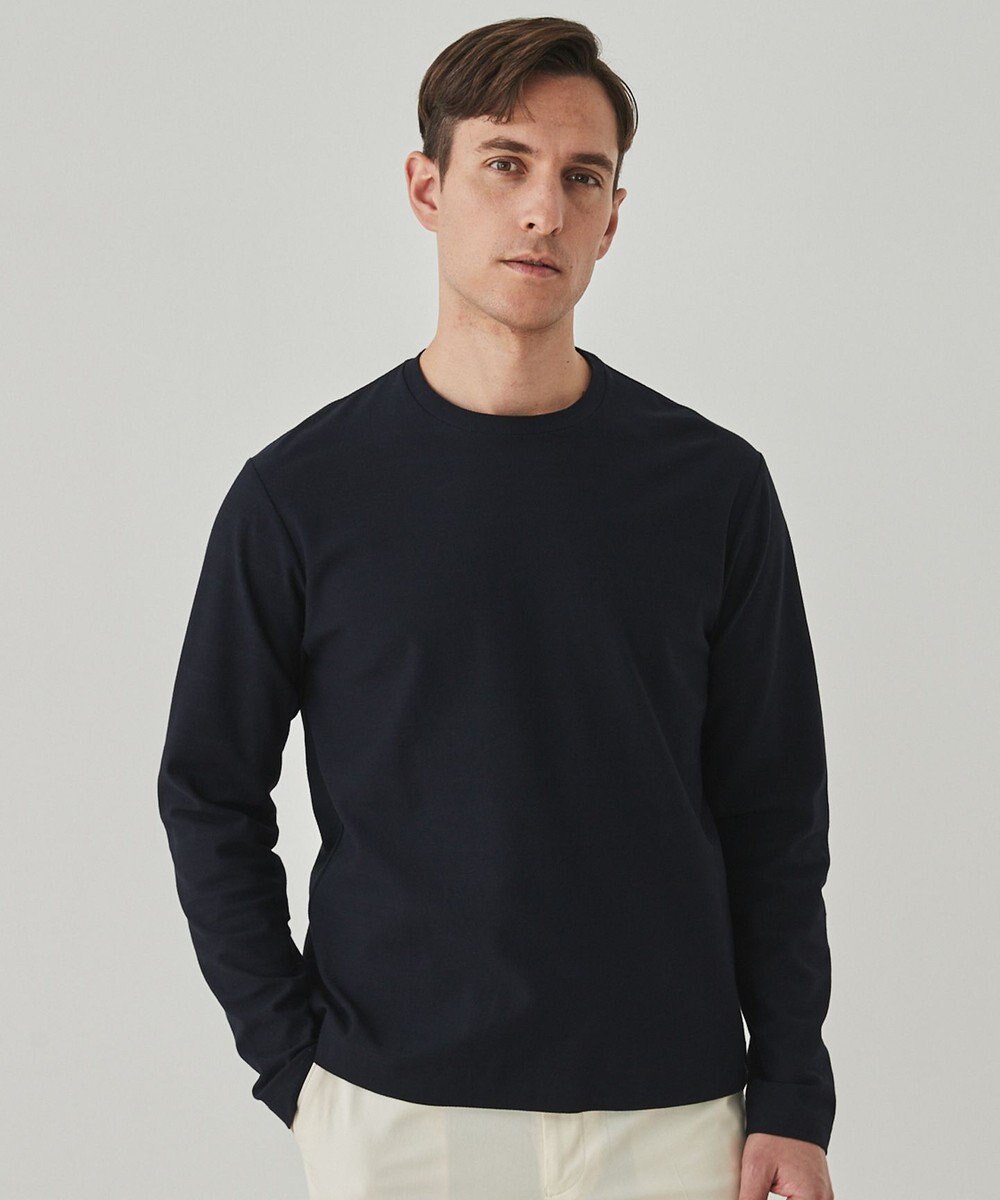 GOTAIRIKU ジャケットのインナーに最適【WEB&一部店舗限定】キレイ目 鹿の子 ビズ長袖Tシャツ 