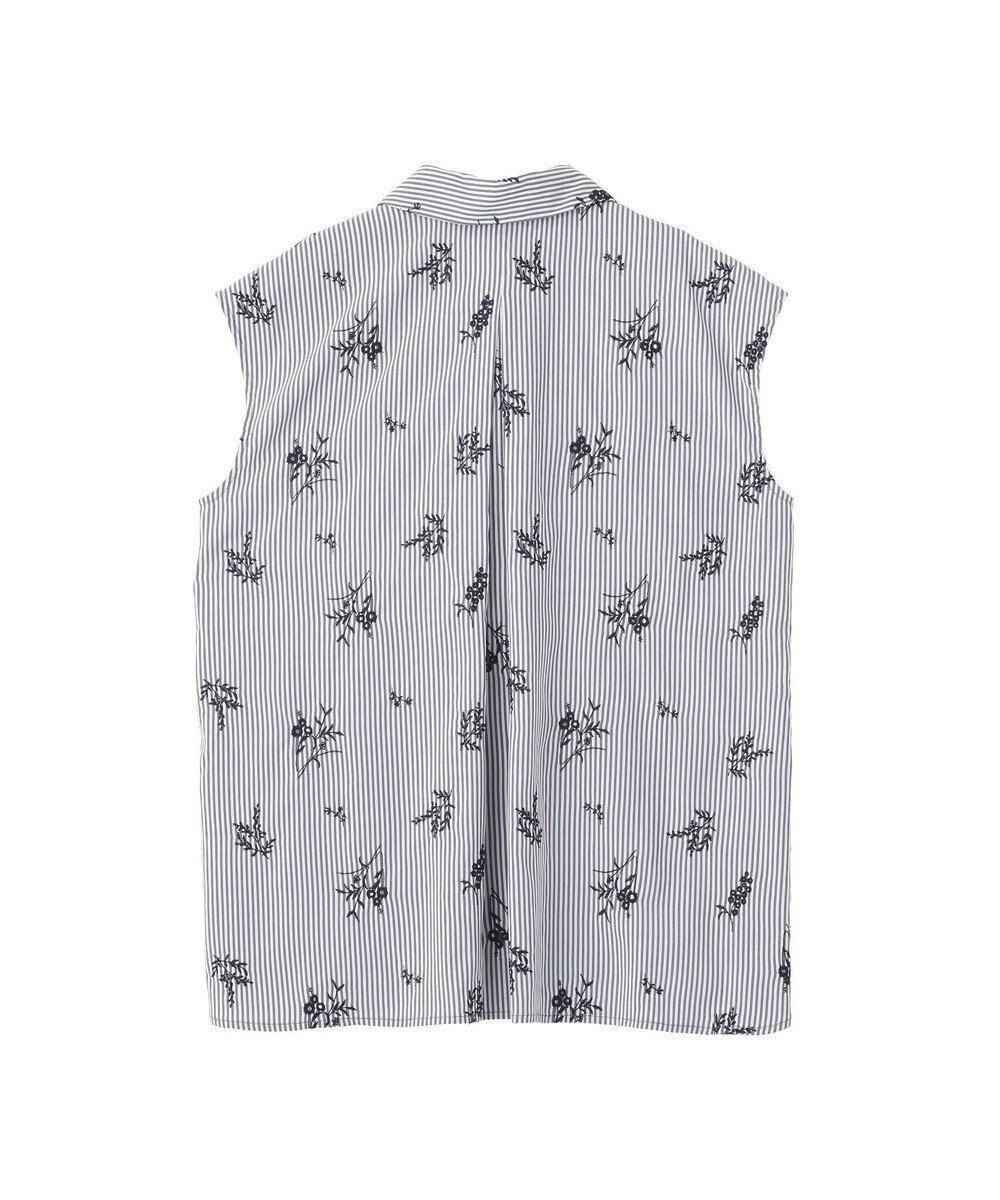 YECCA VECCA ストライプ柄フラワー刺繍シャツ 