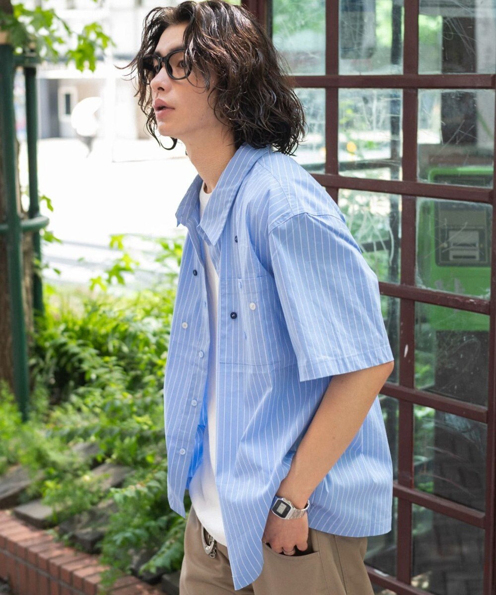 WEGO マルチボタンストライプシャツ(SS) 