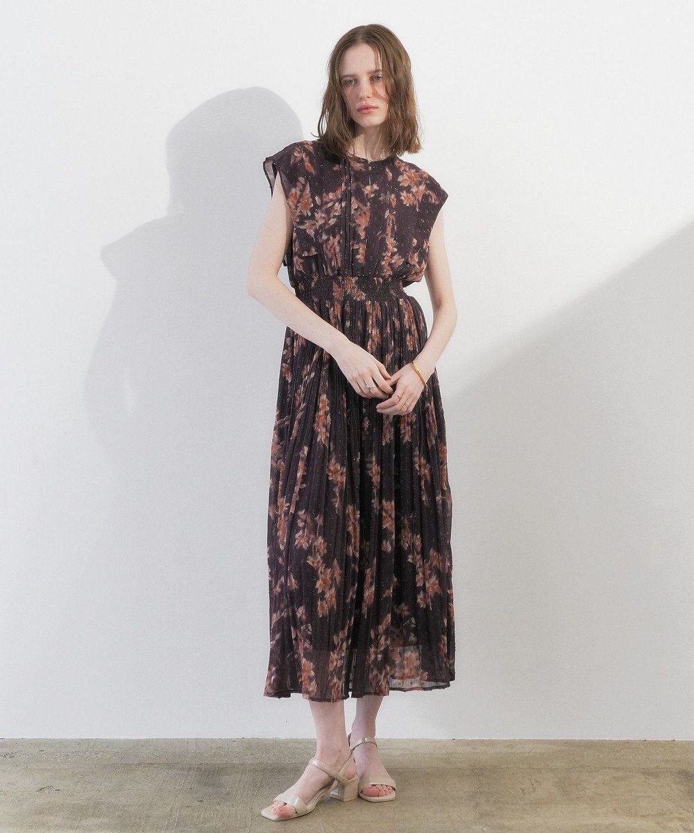 YECCA VECCA ぼかし柄プリーツワンピース 