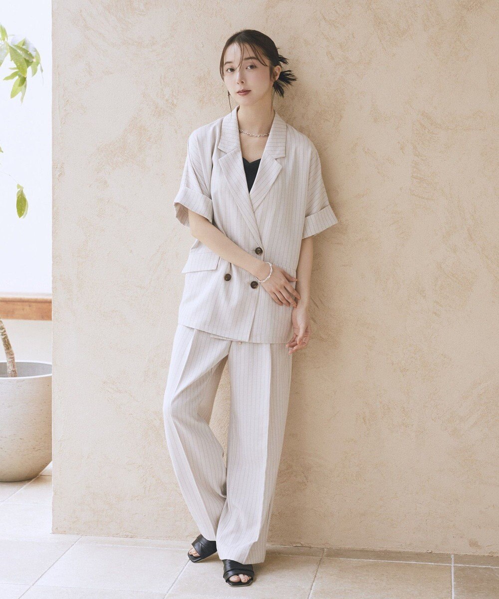 earth music&ecology 【セットアップ対応】リネンライクダブルジャケット 