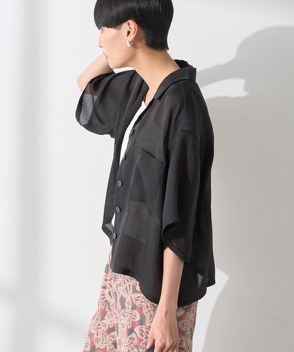 AMERICAN HOLIC 接触冷感シアー開襟半袖シャツ 