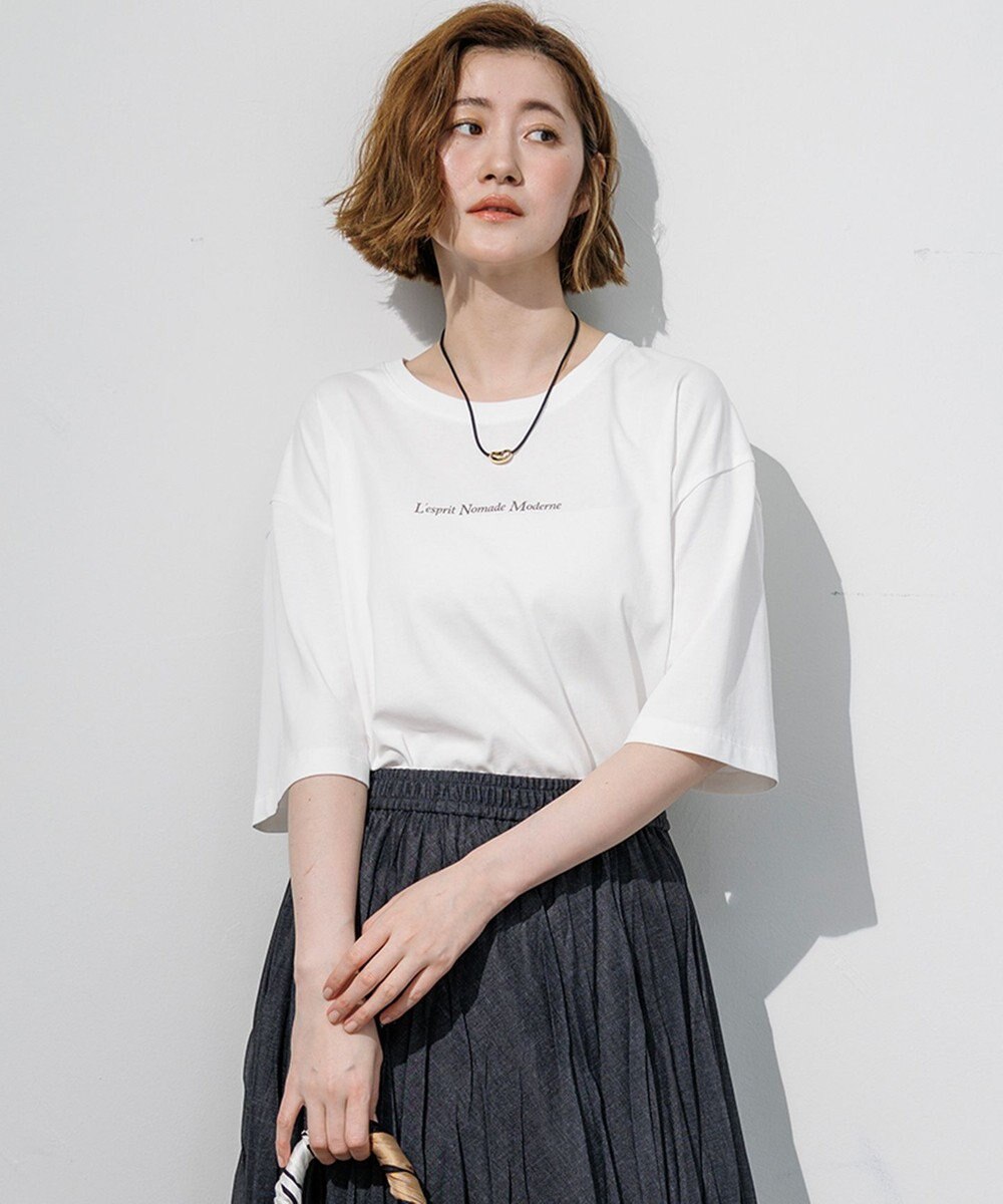23区 【先行予約】ドロップショルダー メッセージ ロゴTシャツ 