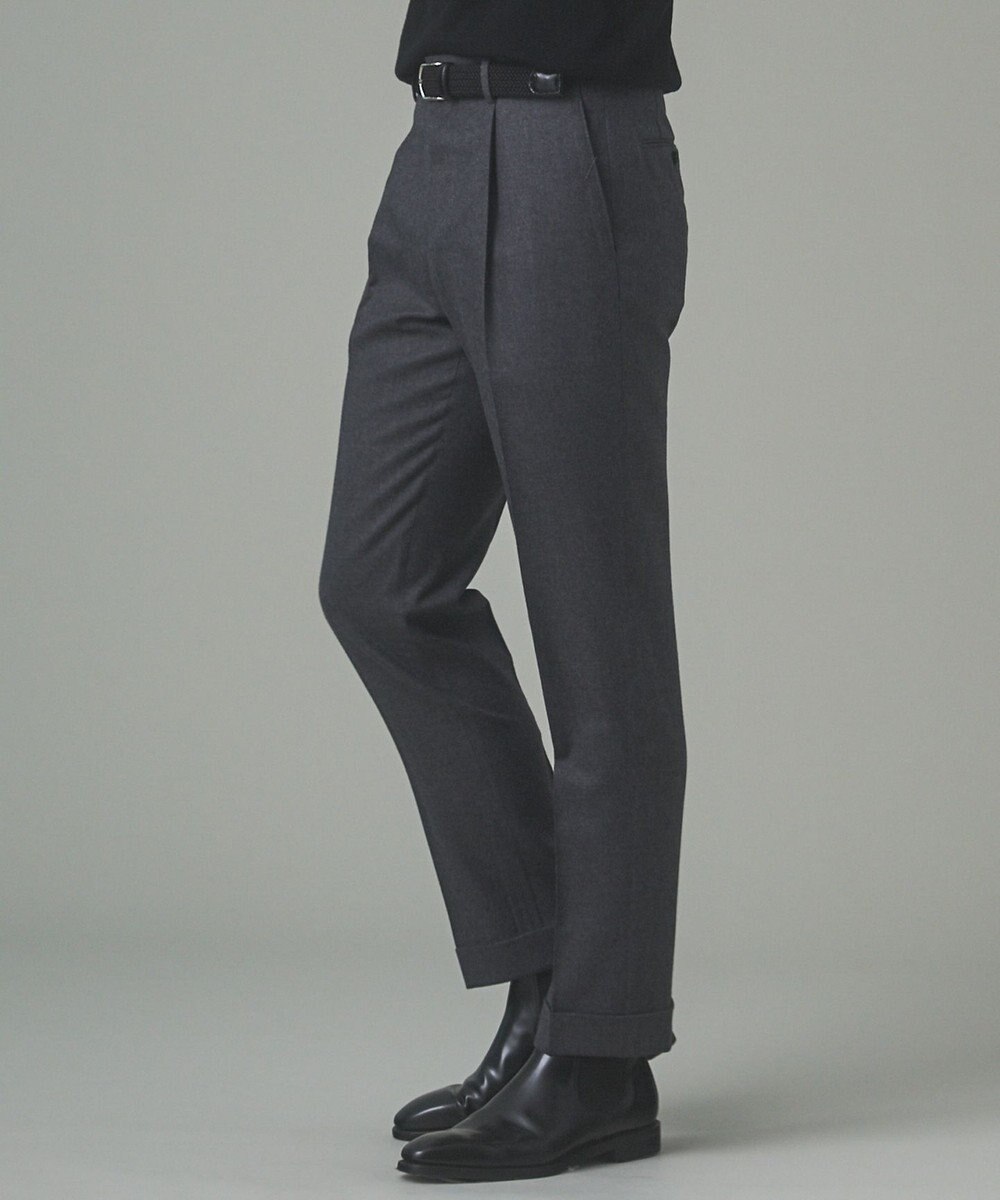 GOTAIRIKU 【保温性/ストレッチ/シワになりにくい】サキソニーストレッチパンツ（１タック） 