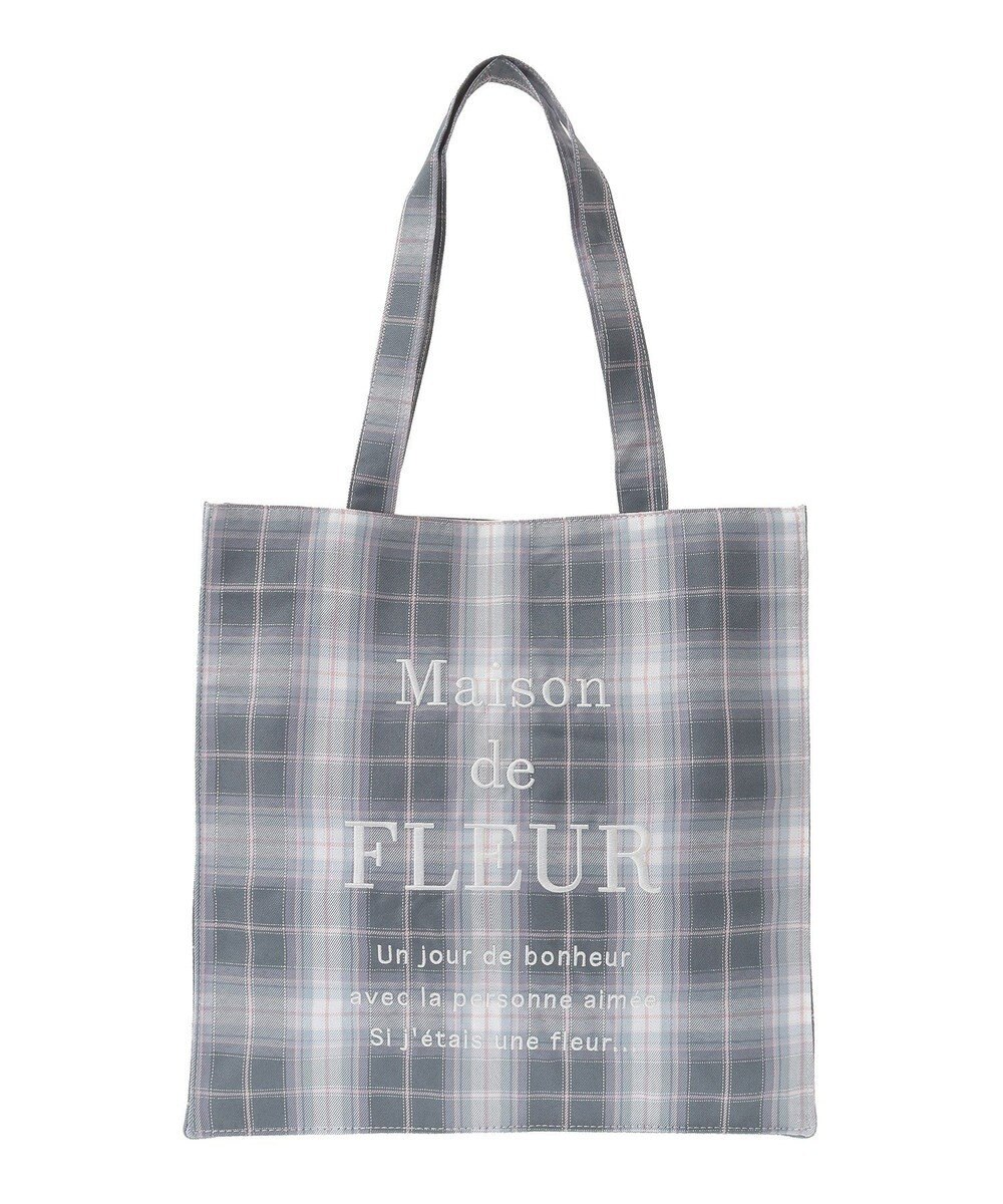Maison de FLEUR ブランドロゴ刺繍チェックスクエアトート 