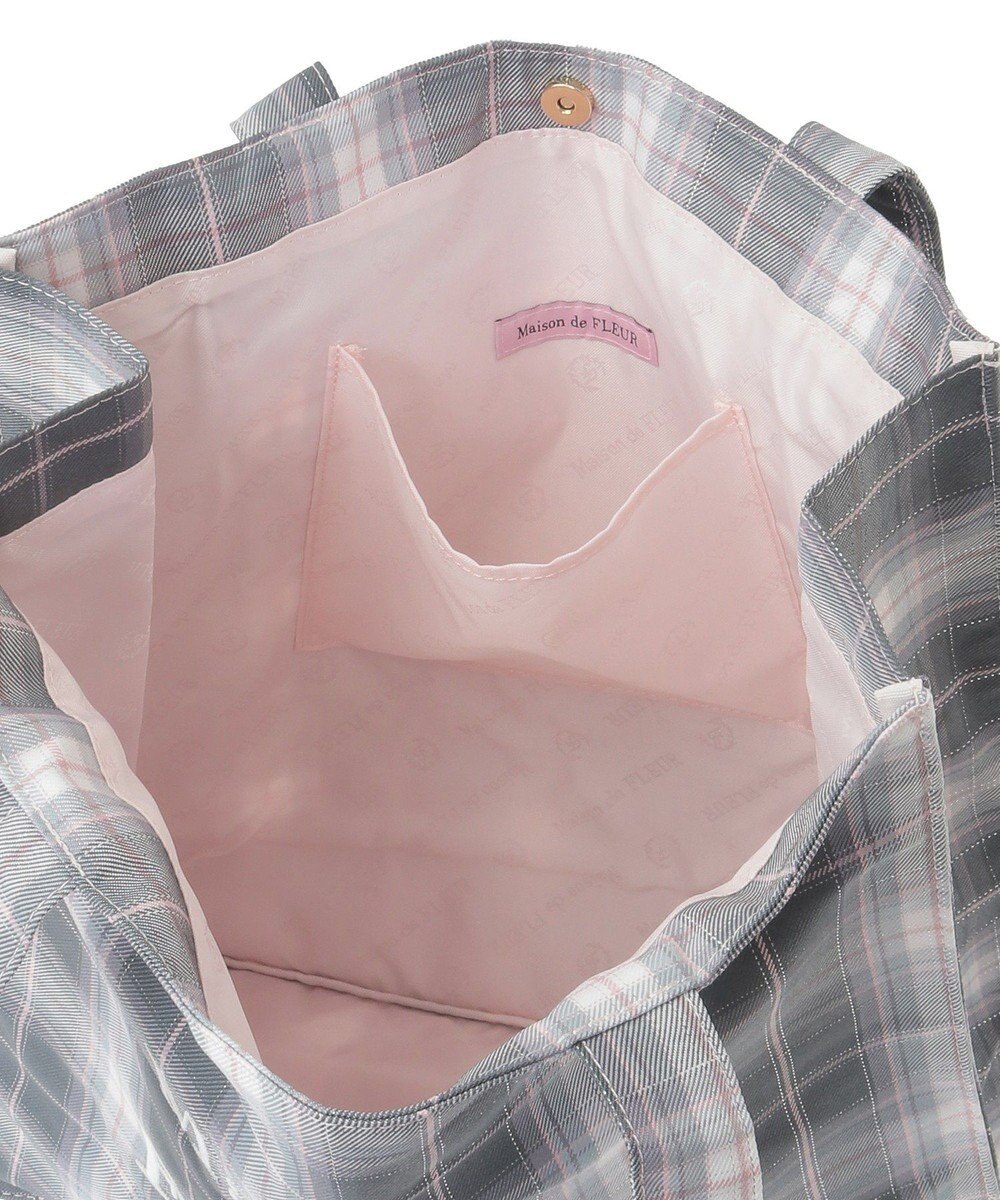 Maison de FLEUR ブランドロゴ刺繍チェックスクエアトート 