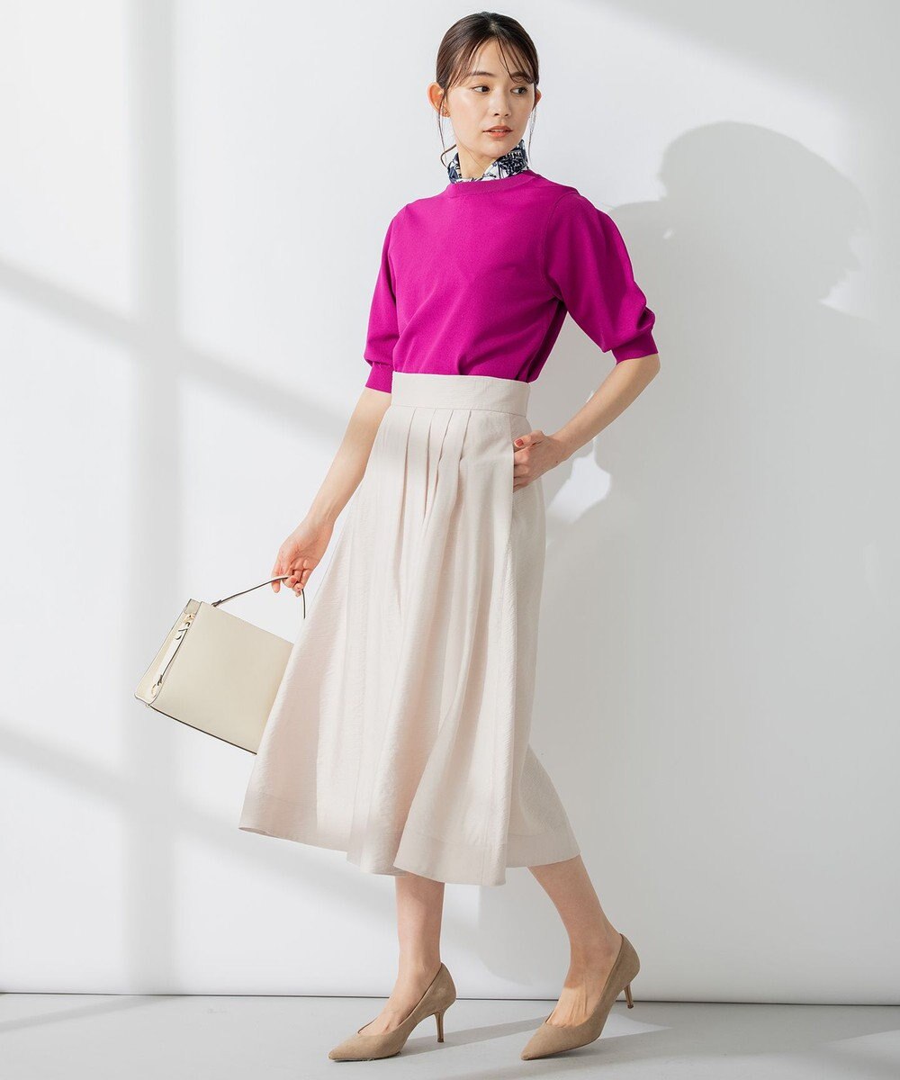 組曲 【セットアップ対応・ウエストゴム仕様】ニュアンスシフォン スカート 